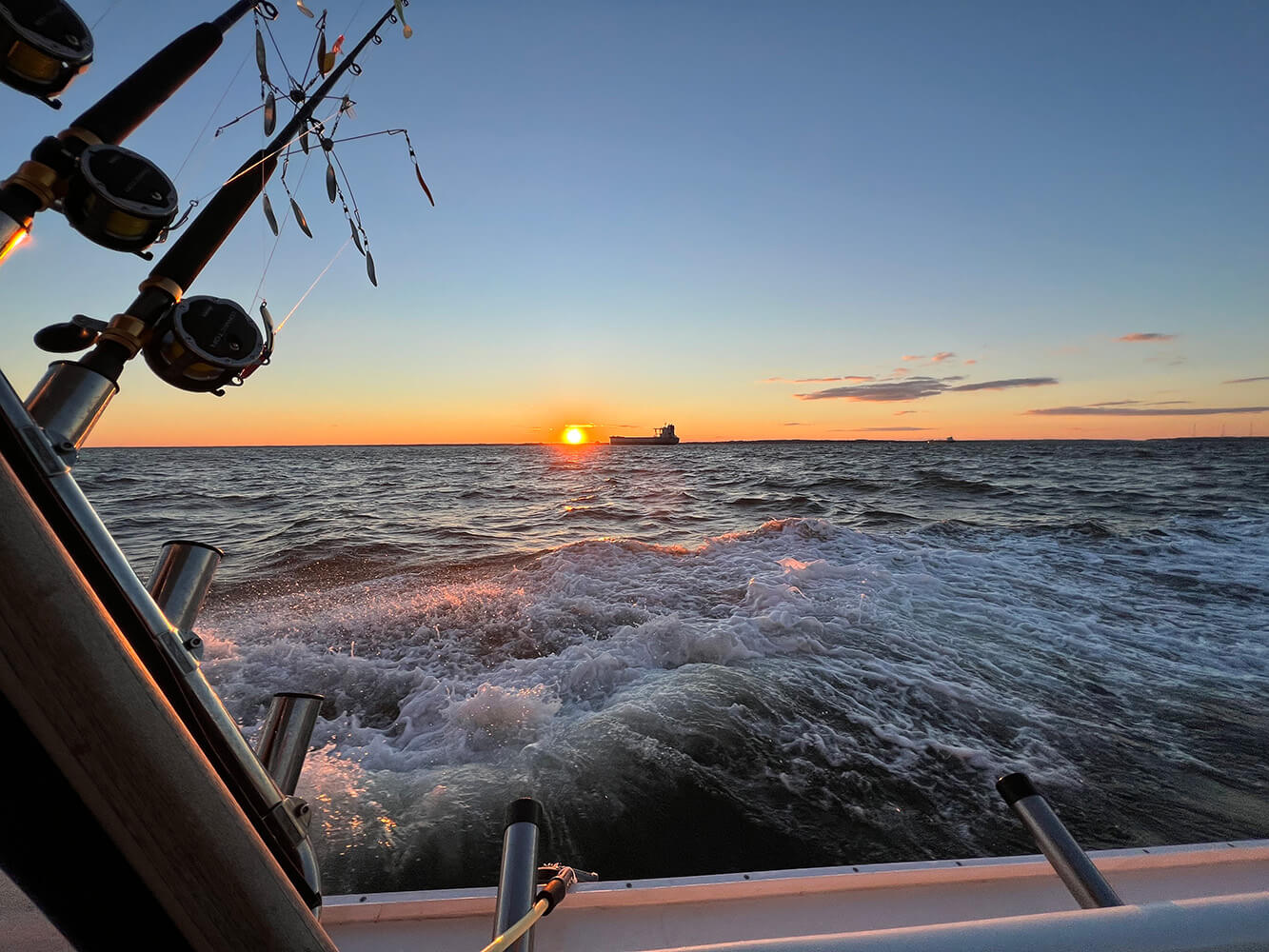 fishing charter view at sunrise